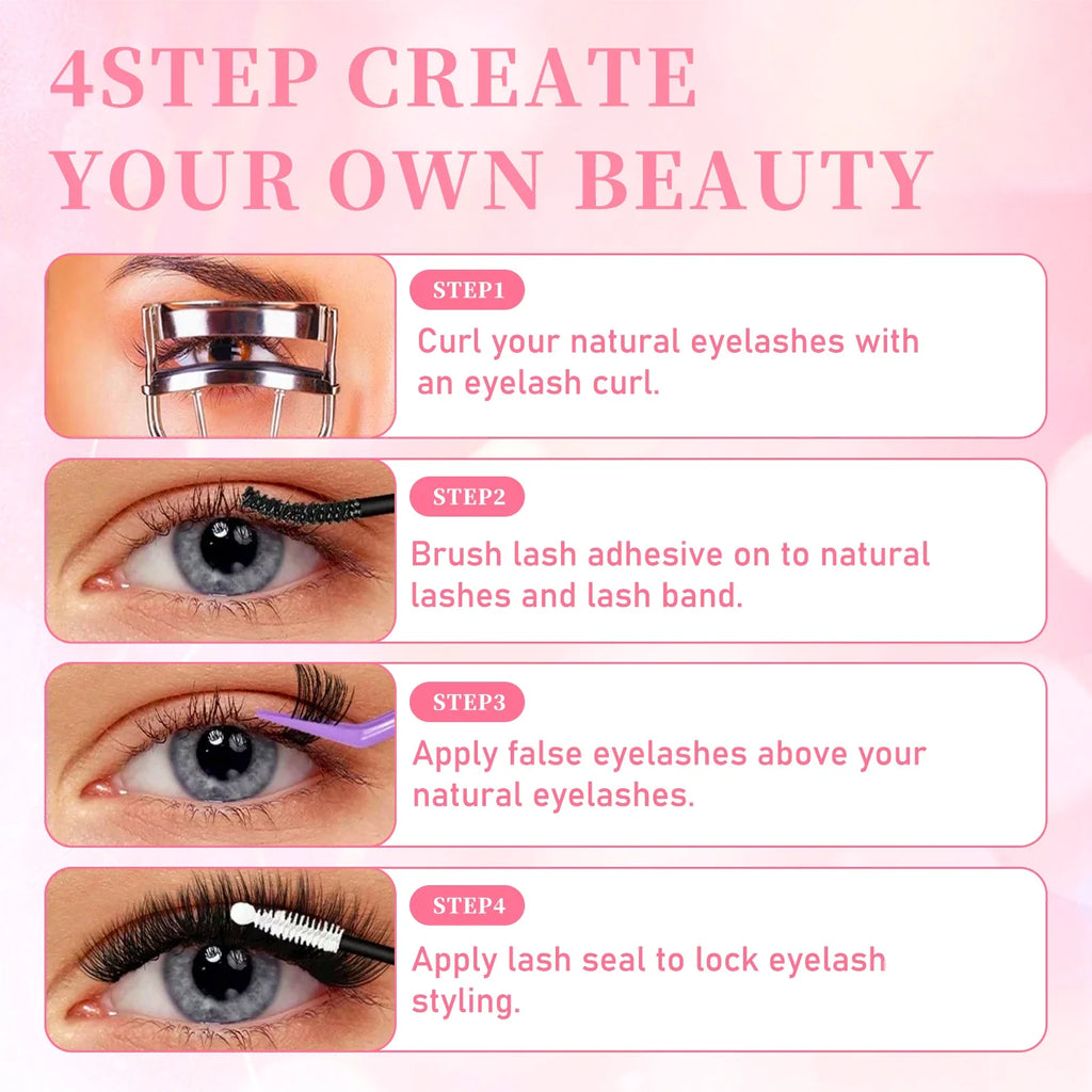 Lash Glue Waterproof Sweatproof Black Eyelash Adhesive Quick-Dry Clusters Hold up to 72 Hours