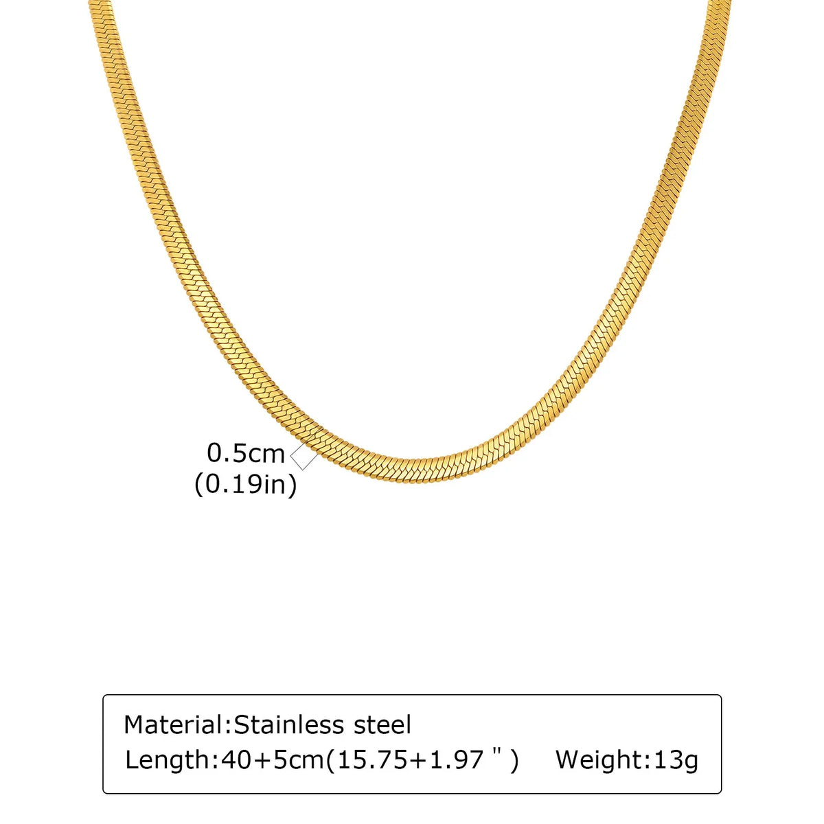 Stainless Steel Snake Chain Necklace 40-60cm Silver