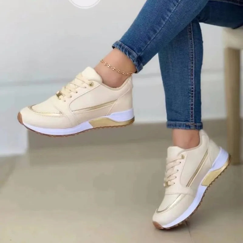 Women's Mesh Sneakers Patchwork Lace Up Flat Shoes for Women