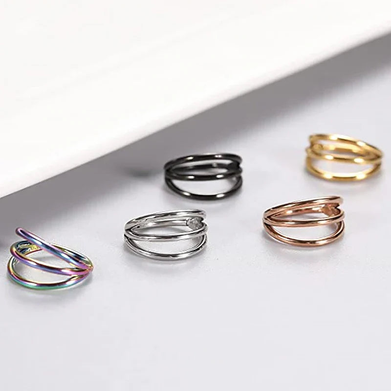 Tragus Helix Cartilage Earring Nose Ring Septum Clicker Conch Three Layers Nostril Piercing Jewelry
