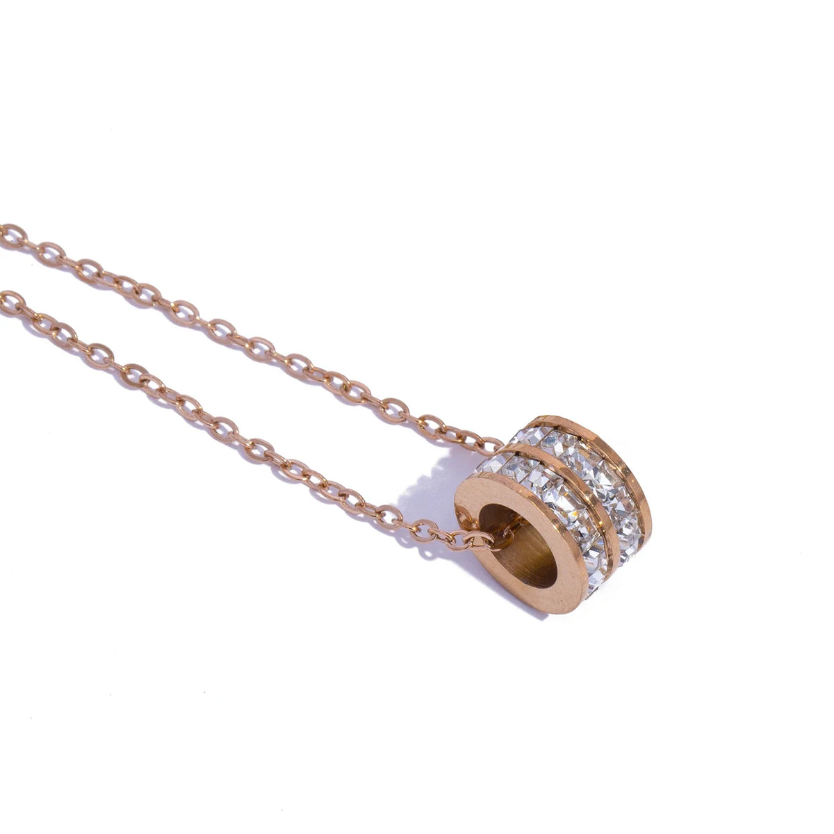 Double Row Pendant Necklace 18K Gold Plated Stainless Steel Waterproof Hypoallergenic Party Jewelry