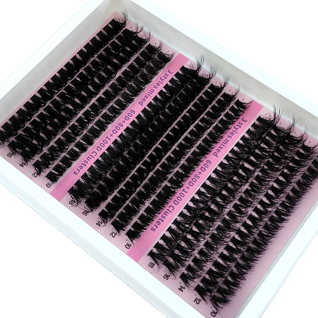 New 15Rows DIY 5D Fluffy Lash Clusters 60D-200D Thick Eyelash Clusters Wispy Individual Lashes 10-20mm Cluster Eyelash Extension