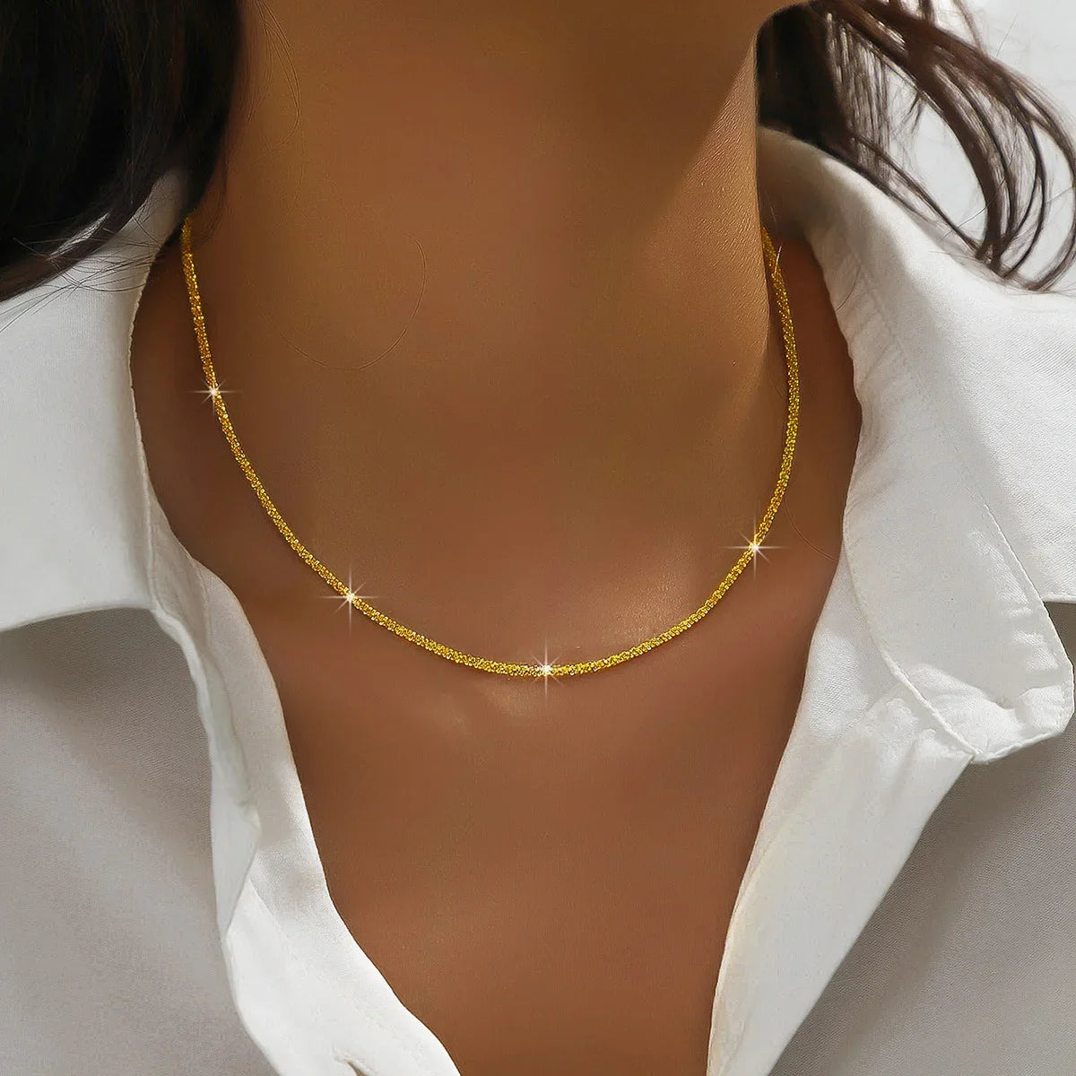 Choker Simple Wedding Jewelry Collar Gifts for Woman Sparkling Clavicle Chain