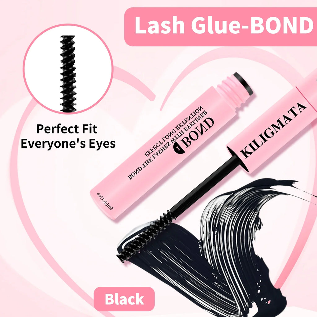 Lash Glue Waterproof Sweatproof Black Eyelash Adhesive Quick-Dry Clusters Hold up to 72 Hours