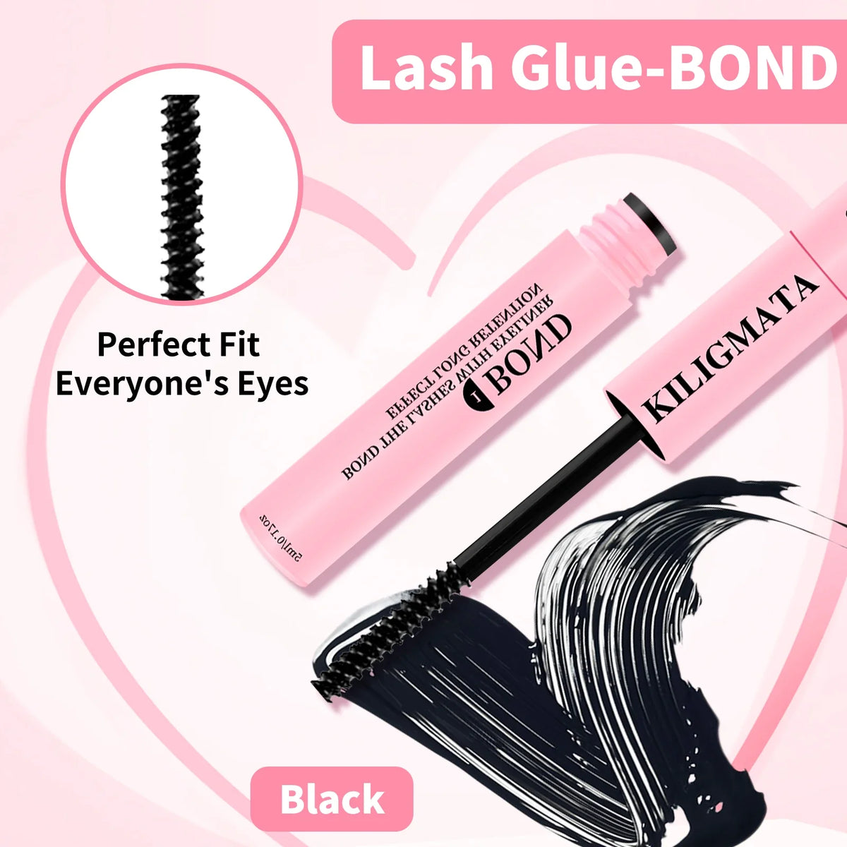 Lash Glue Waterproof Sweatproof Black Eyelash Adhesive Quick-Dry Clusters Hold up to 72 Hours
