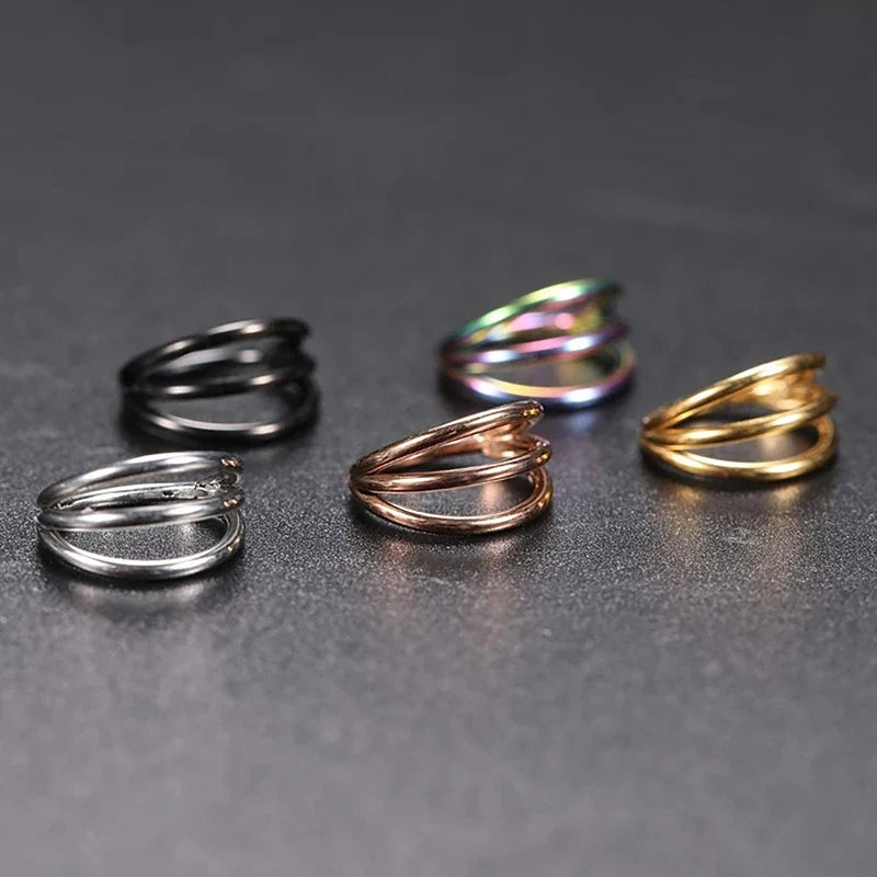 Tragus Helix Cartilage Earring Nose Ring Septum Clicker Conch Three Layers Nostril Piercing Jewelry