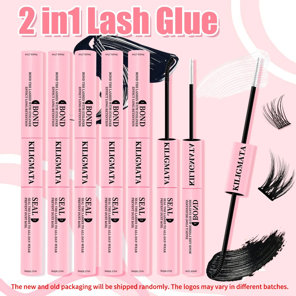 Lash Glue Waterproof Sweatproof Black Eyelash Adhesive Quick-Dry Clusters Hold up to 72 Hours