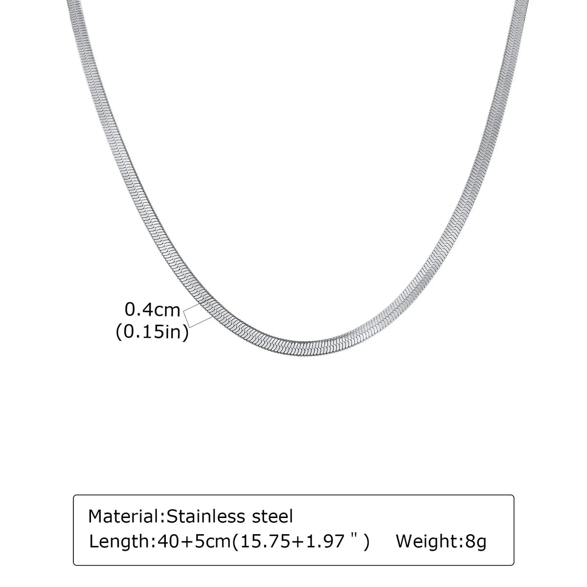 Stainless Steel Snake Chain Necklace 40-60cm Silver