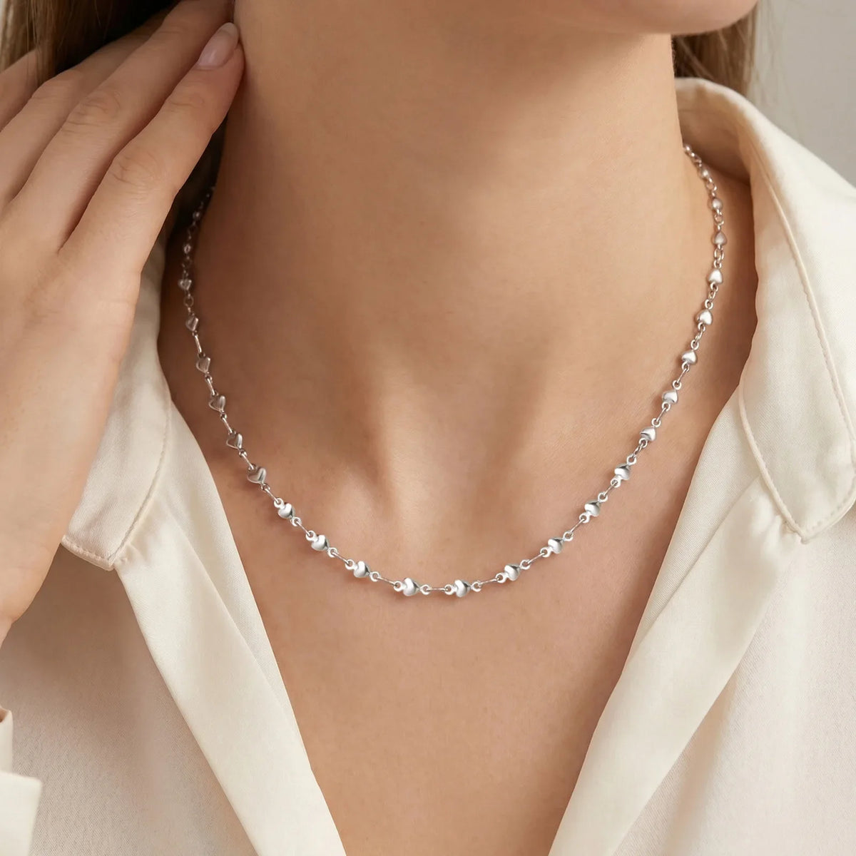 Heart Link Chain Necklace Trendy Stainless Steel Stacked Clavicle Chain Party Daily Jewelry