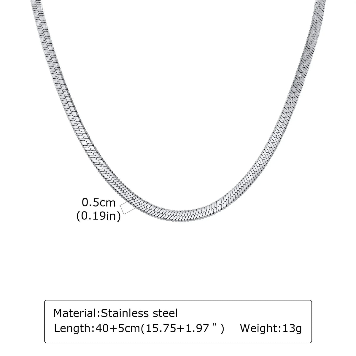 Stainless Steel Snake Chain Necklace 40-60cm Silver