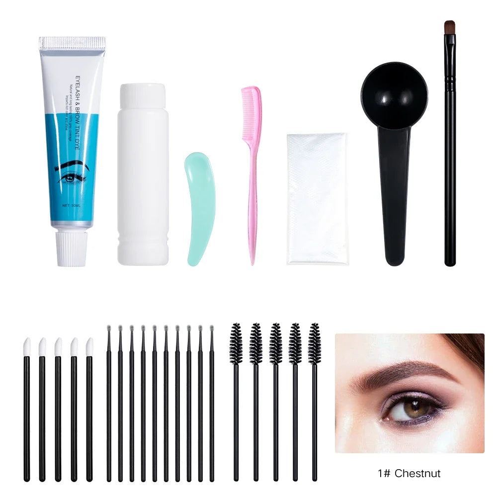 Professional Eyelash Eyebrow Dye Tint Kit Classic Black Natural Eyelash Lifting Perm Treatment Makeup Set Eyebrows Paint Makeup