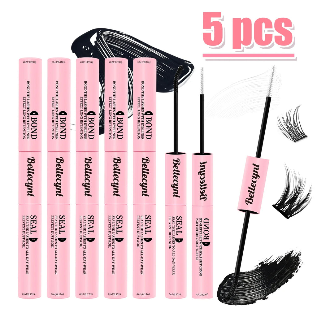 Lash Glue Waterproof Sweatproof Black Eyelash Adhesive Quick-Dry Clusters Hold up to 72 Hours