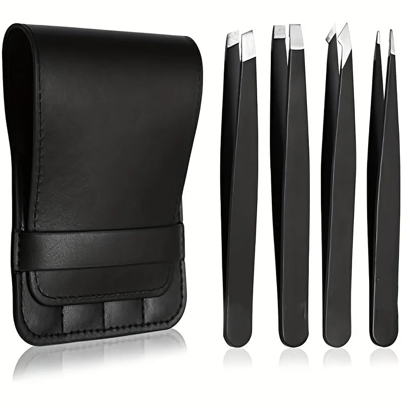 4Pcs Face Hair Removal Beautfy Makeup Tool Eyebrow Tweezers Rose Gold Pincet Clips Stainless Steel Lash Extension Tweezers