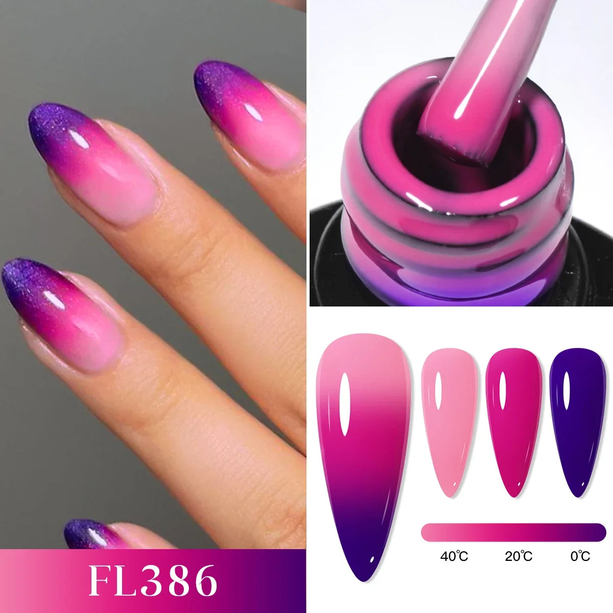 FOUR LILY 7ml Thermal Nail Gel Polish 3 Colors Changing Semi Permanent Soak Off UV/LED Nail Supplies Gel for Manicure Design