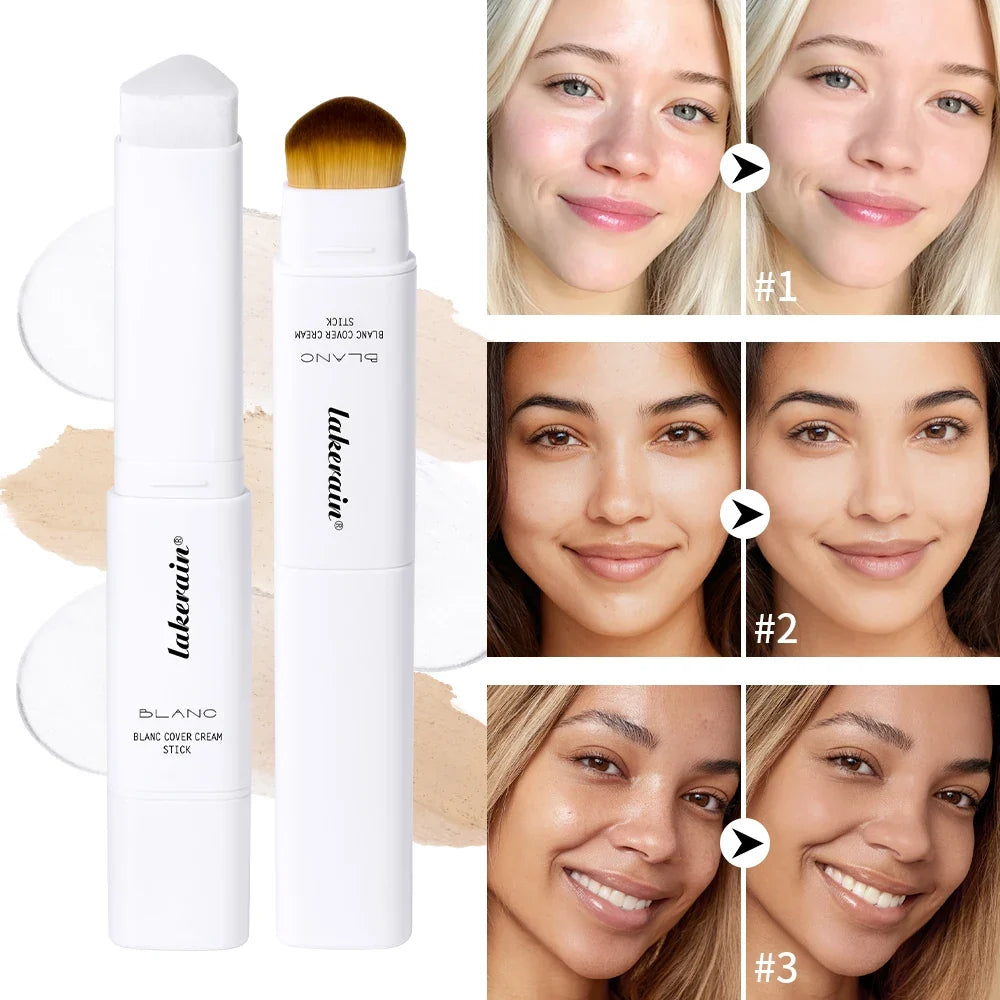 2-in-1 Color-Changing Foundation Stick Liquid Lightweight Moisturizing Brightening Foundation Color Changing For All Skin Types