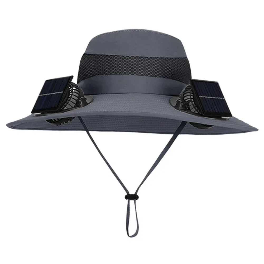 Outdoor Camping Fishing Hiking Sunscreen Fisherman Hat Solar Fan Cap Portable Solar Charging Cap With Fan For Unisex