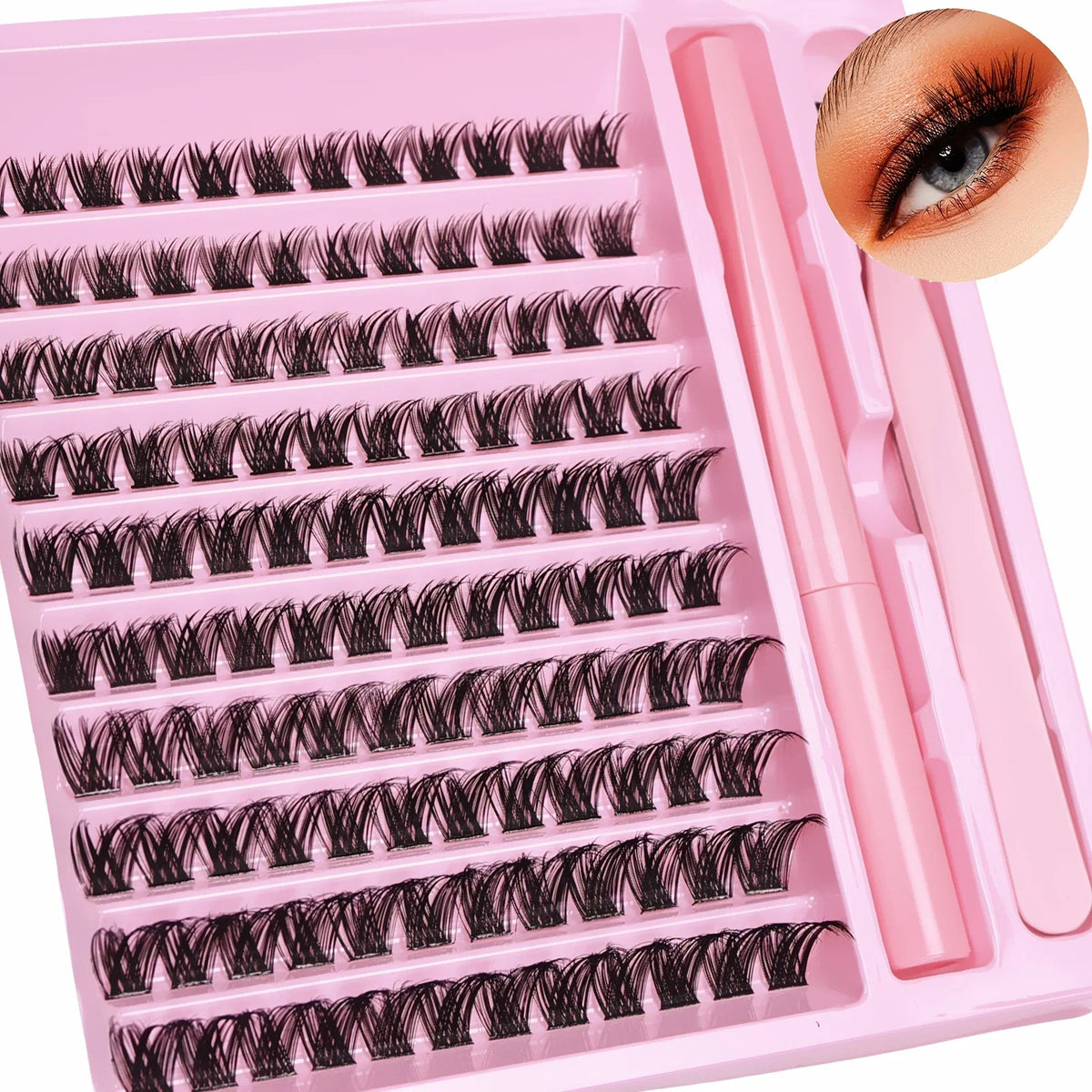 Individual Lash Clusters Kit Wispy Curl False Eyelashes Complete Extension Set