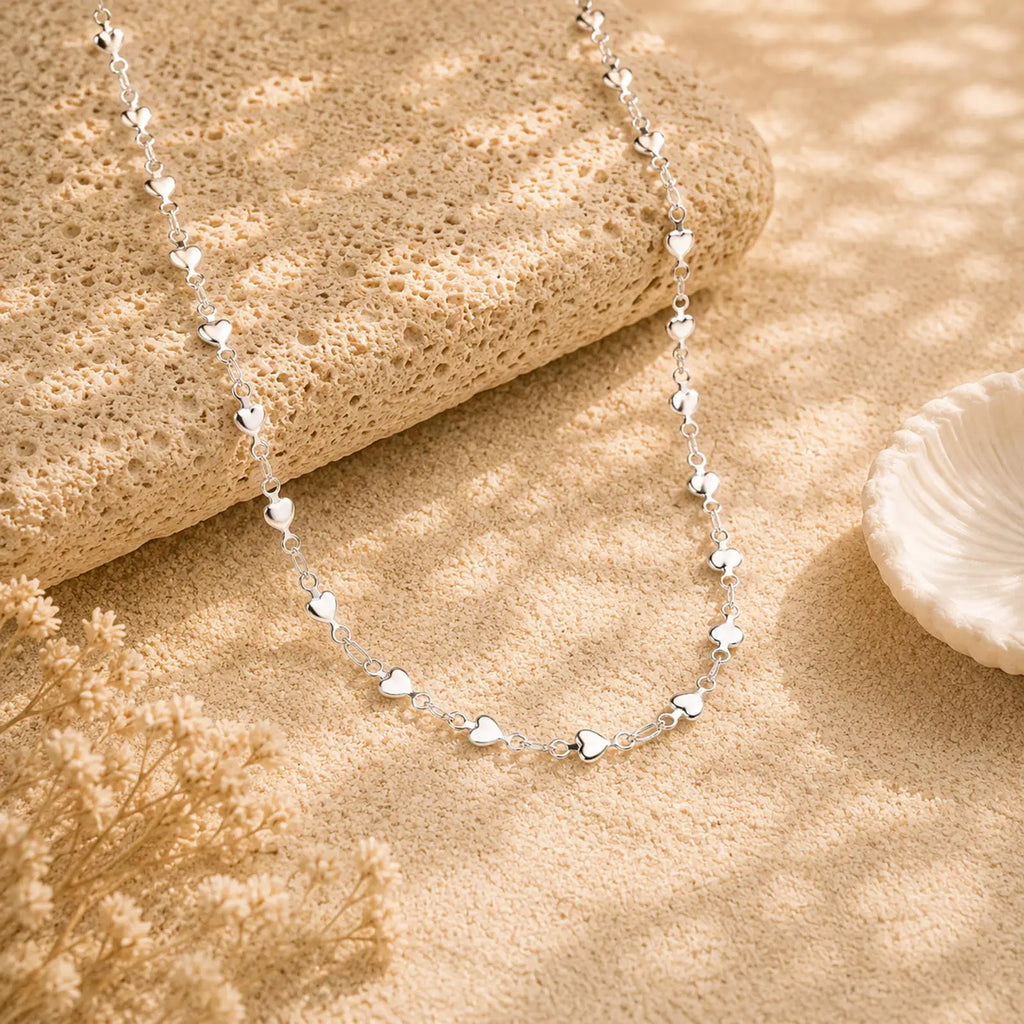 Heart Link Chain Necklace Trendy Stainless Steel Stacked Clavicle Chain Party Daily Jewelry
