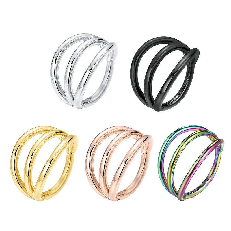 Tragus Helix Cartilage Earring Nose Ring Septum Clicker Conch Three Layers Nostril Piercing Jewelry