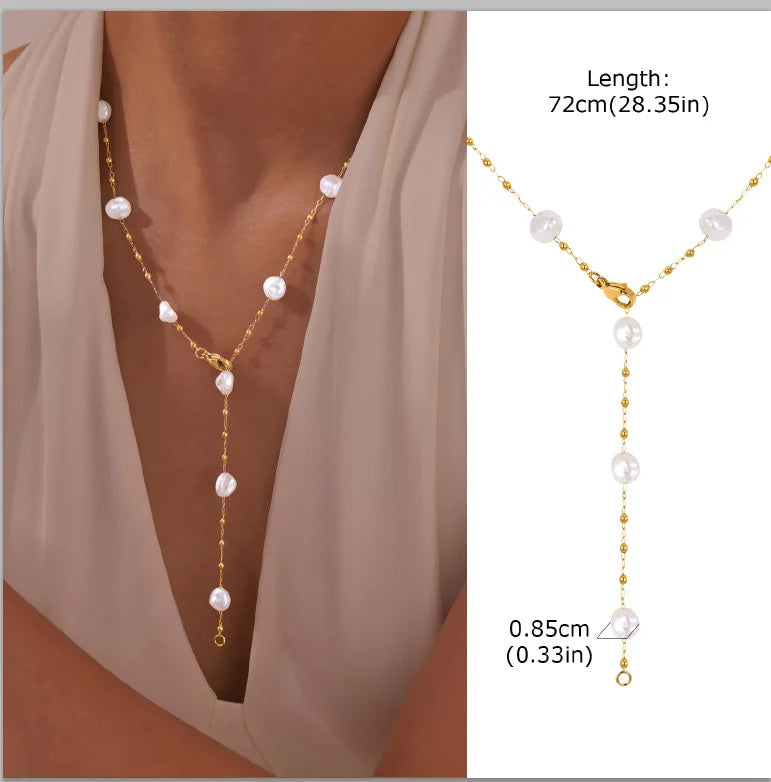 Stainless Steel Lariat Necklace Gold Plated Dainty Long Necklace Laryered Necklaces