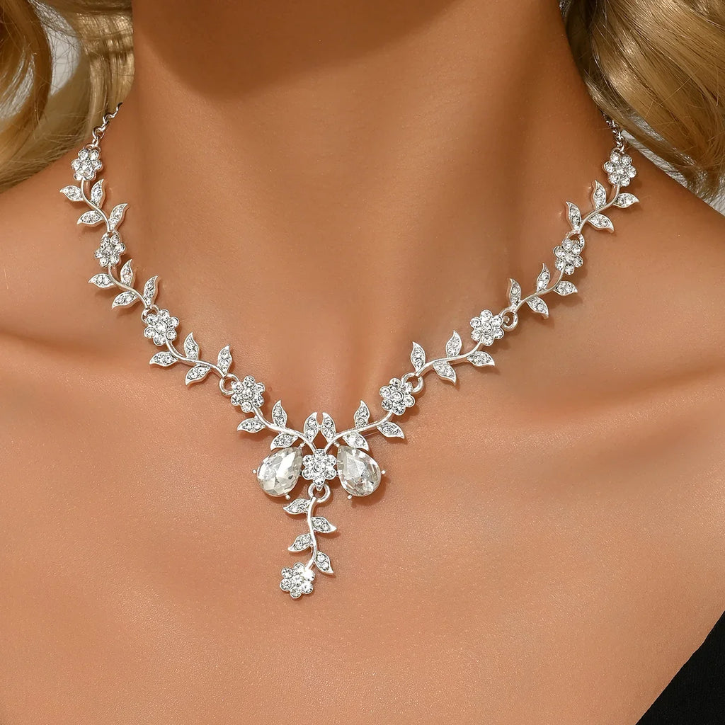 Women's Light Water Drop Leaf Design Necklace