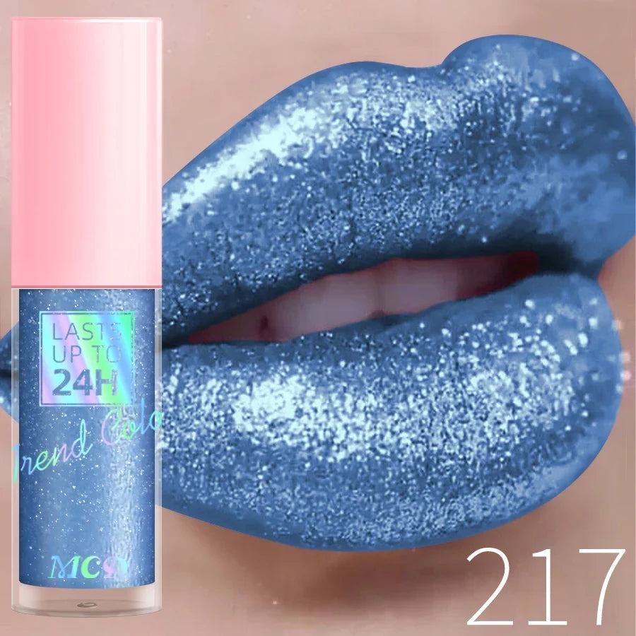 18 Colors Diamonds Glitter Lip Gloss Long Lasting Waterproof Liquid Lipstick Pearl Shining Lip Color Sparking Lip Makeup Women