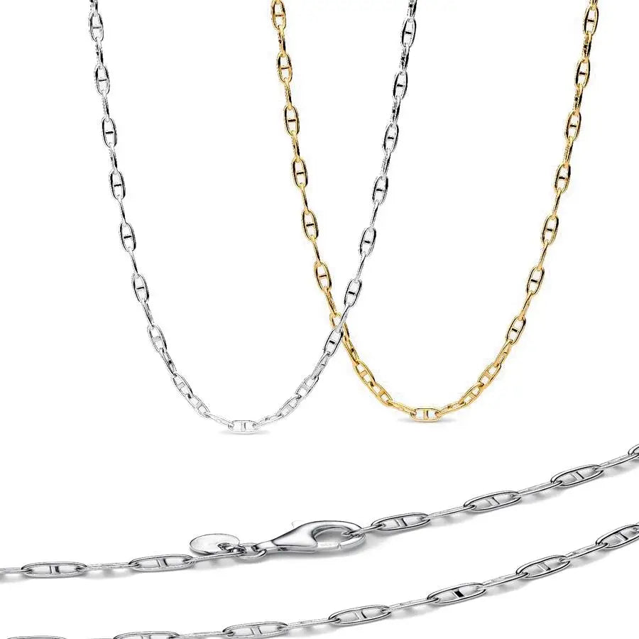 Necklace Original 925 Sterling Silver 18K Gold Plated Necklace Lover's Holiday Fine Jewelry Gift