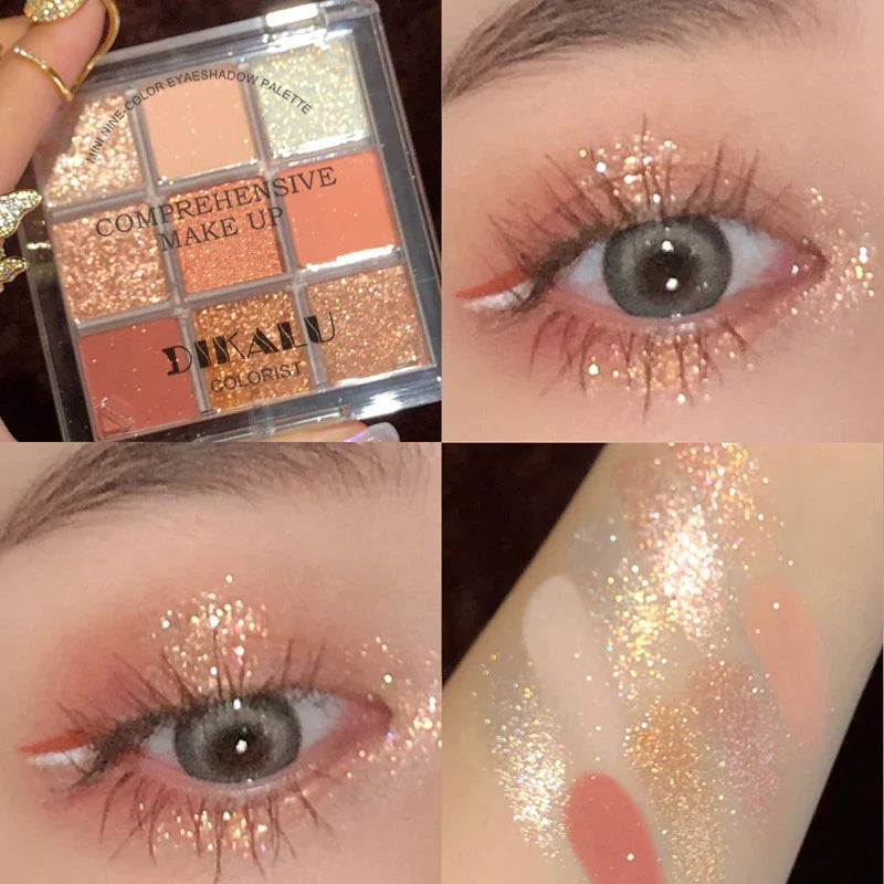 DIKALU Spring And Summer New Eyeshadow Palette Oh Rosy Nine Palace Grid Auto Focus Low Saturation Smoke Powder Rose Plate