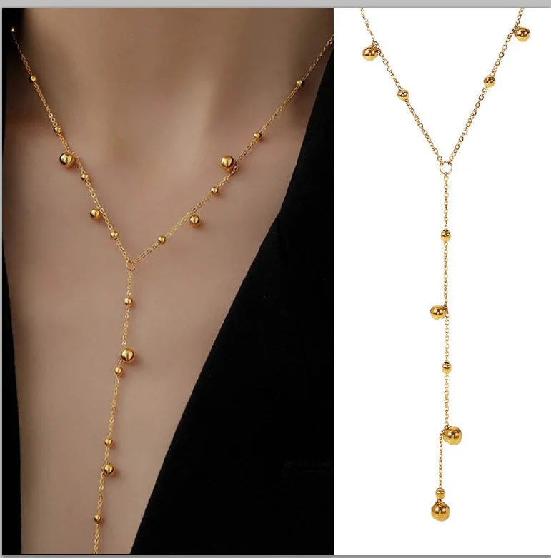 Stainless Steel Lariat Necklace Gold Plated Dainty Long Necklace Laryered Necklaces