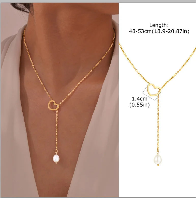 Stainless Steel Lariat Necklace Gold Plated Dainty Long Necklace Laryered Necklaces