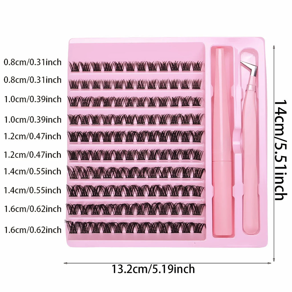 Individual Lash Clusters Kit Wispy Curl False Eyelashes Complete Extension Set