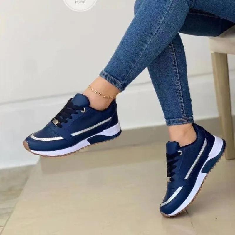 Women's Mesh Sneakers Patchwork Lace Up Flat Shoes for Women