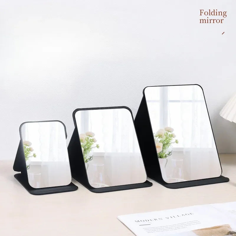 Folding Makeup Mirror High-quality Portable Desktop Makeup Mirror Single-side Creative Women Solid Color Standing Makeup Mirror