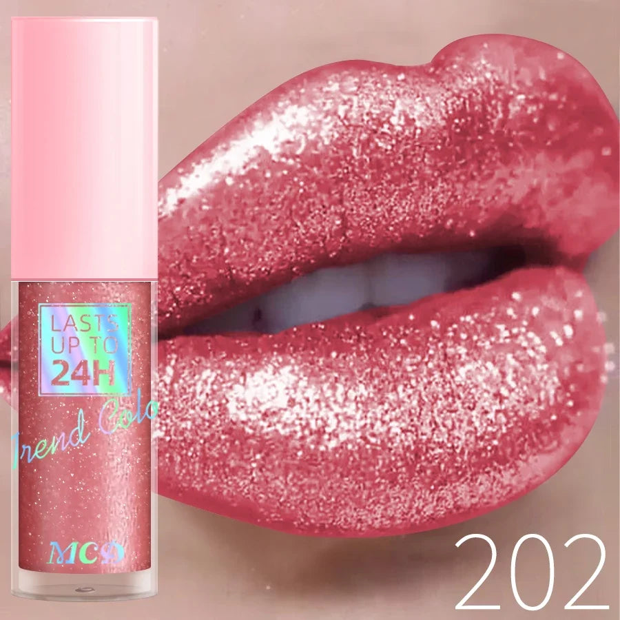 18 Colors Diamonds Glitter Lip Gloss Long Lasting Waterproof Liquid Lipstick Pearl Shining Lip Color Sparking Lip Makeup Women