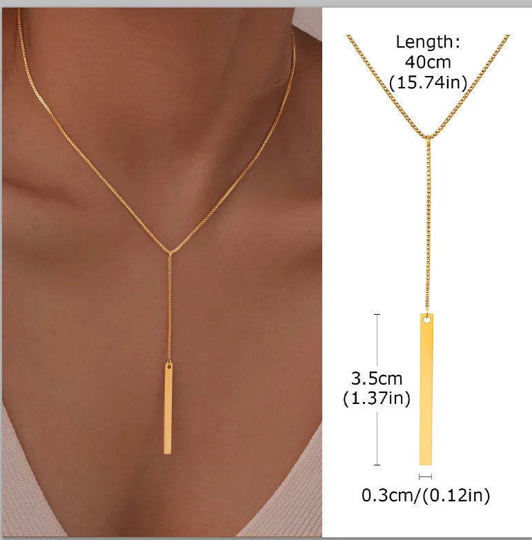 Stainless Steel Lariat Necklace Gold Plated Dainty Long Necklace Laryered Necklaces
