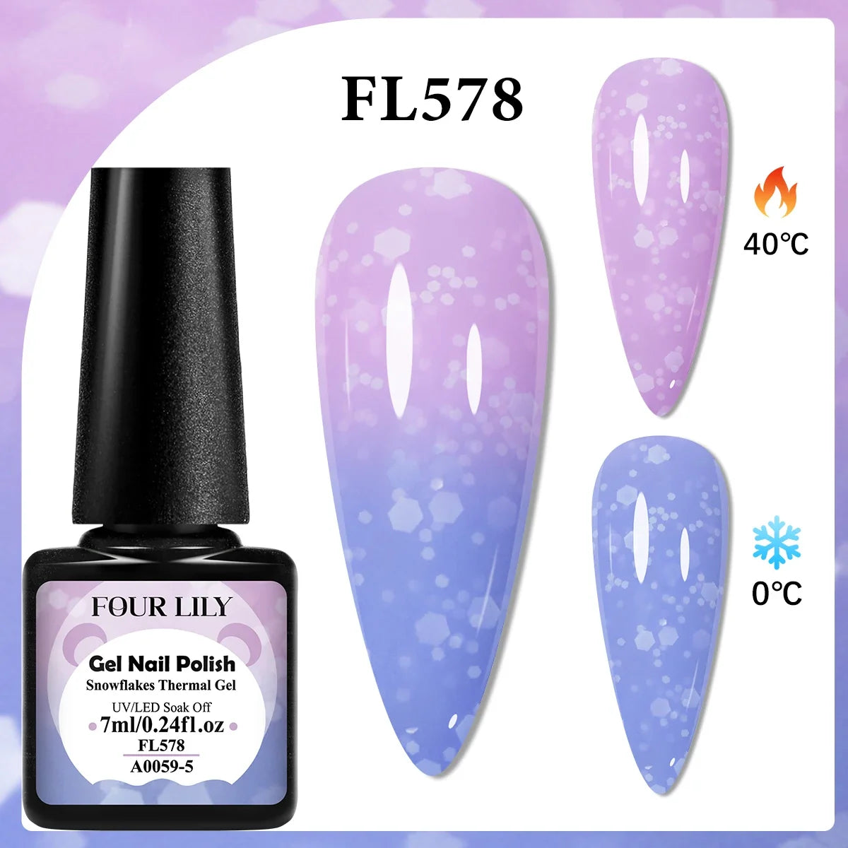 FOUR LILY 7ml Thermal Nail Gel Polish 3 Colors Changing Semi Permanent Soak Off UV/LED Nail Supplies Gel for Manicure Design