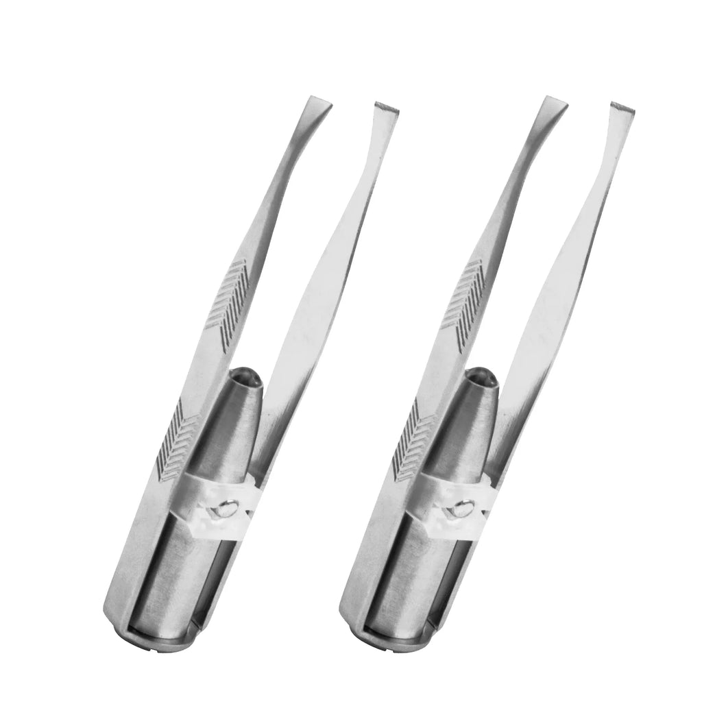 1pcs Hot Sales Portable Stainless Steel Button Cell Smart Design Eyebrow Hair Remove Tweezer with LED Light Makeup Tool