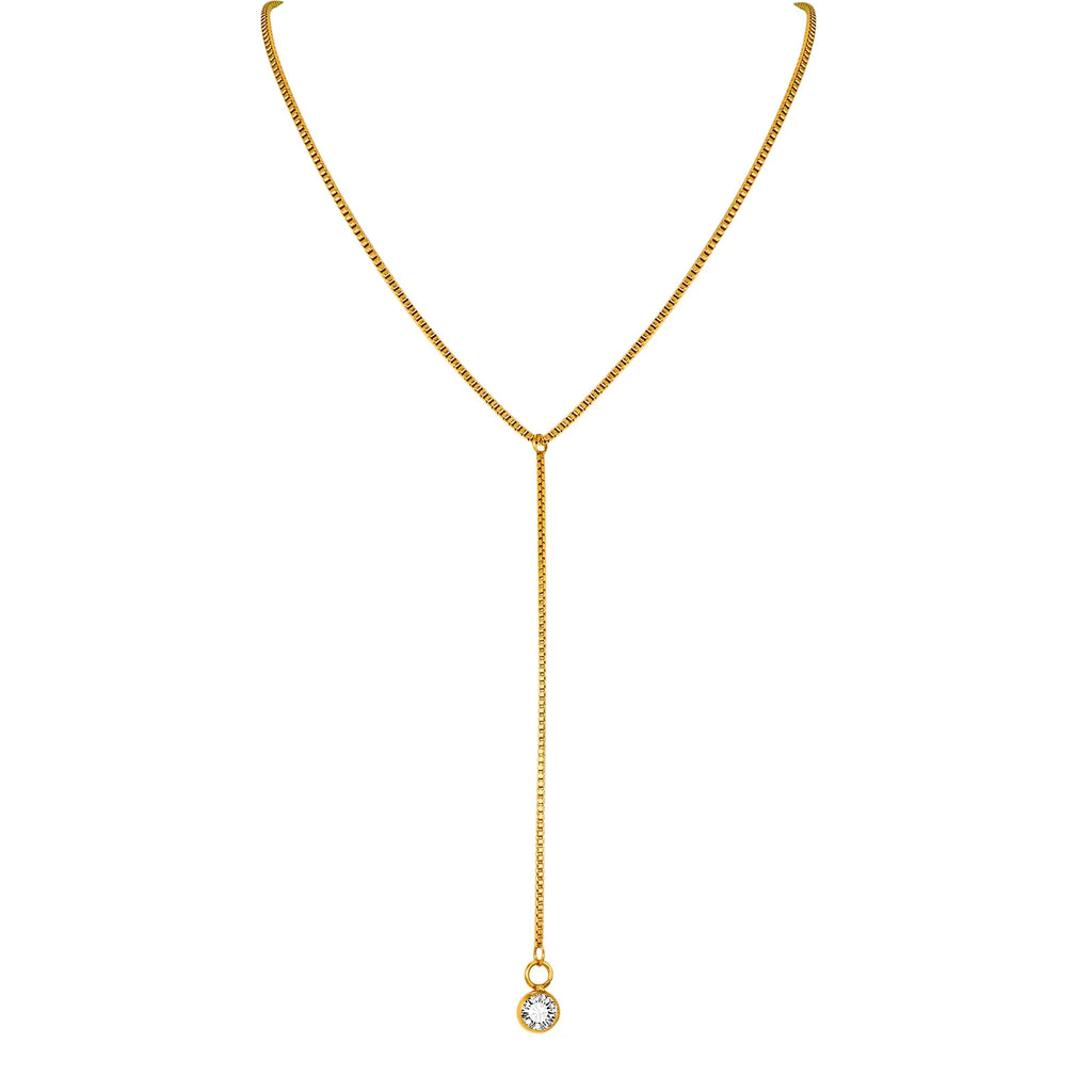 Golden Color Lariat Necklace