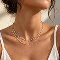 Heart Link Chain Necklace Trendy Stainless Steel Stacked Clavicle Chain Party Daily Jewelry