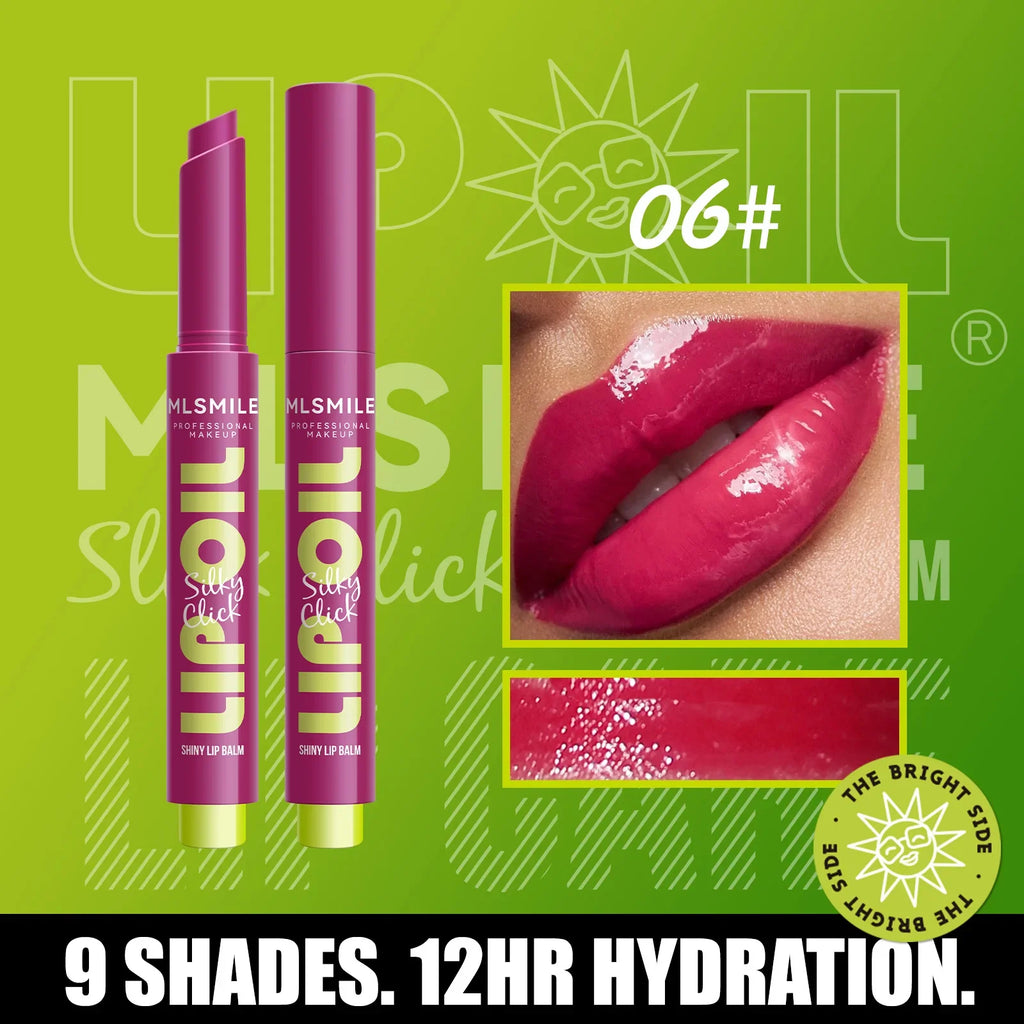 multicolor Silky Click Lip Care Hydrating Solid Lip Gloss with Radiant Mirror Shine, Effortless Press Long-Lasting