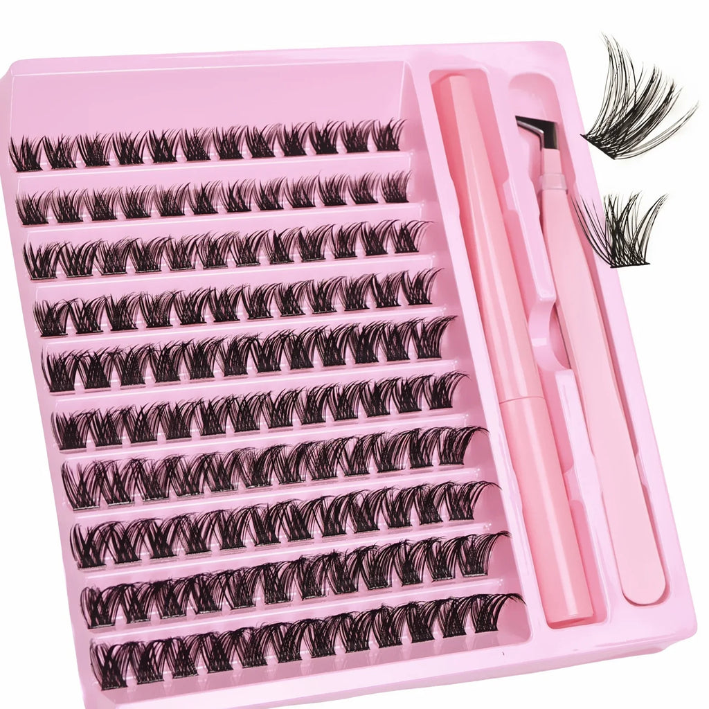 Individual Lash Clusters Kit Wispy Curl False Eyelashes Complete Extension Set