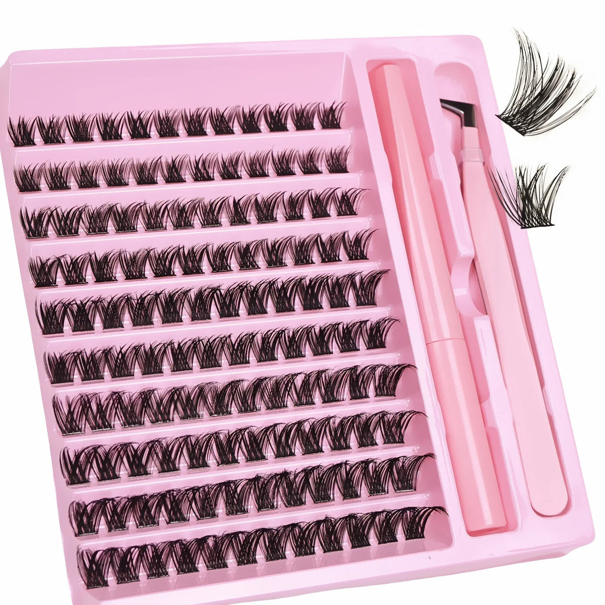 Individual Lash Clusters Kit Wispy Curl False Eyelashes Complete Extension Set