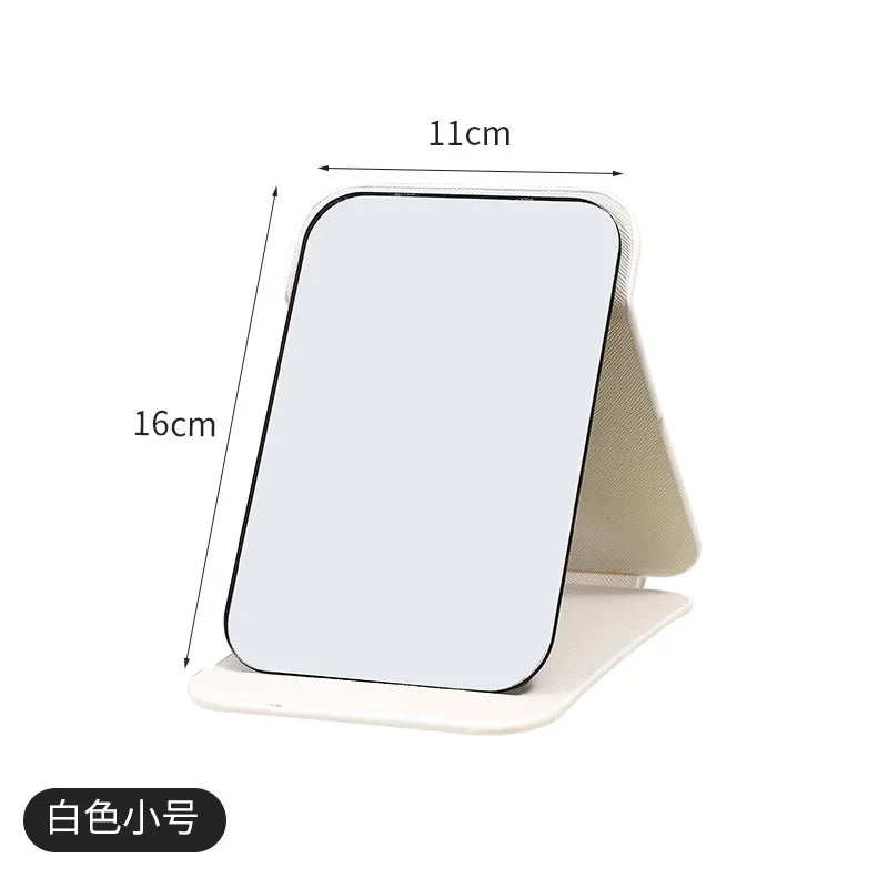 Folding Makeup Mirror High-quality Portable Desktop Makeup Mirror Single-side Creative Women Solid Color Standing Makeup Mirror
