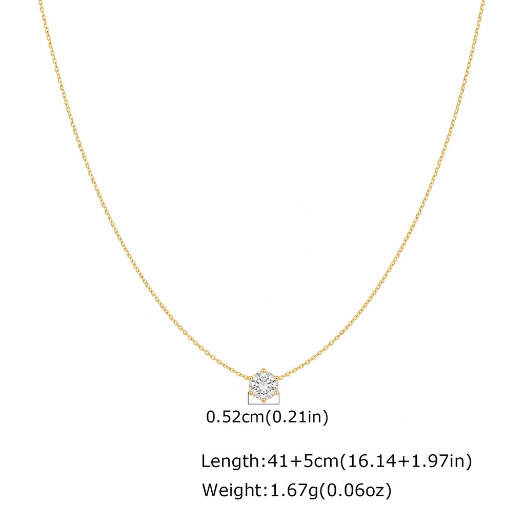 Zircon Choker Necklace Crystal Pendant 18K Gold Plated Stainless Steel Clavicle Chain Jewelry