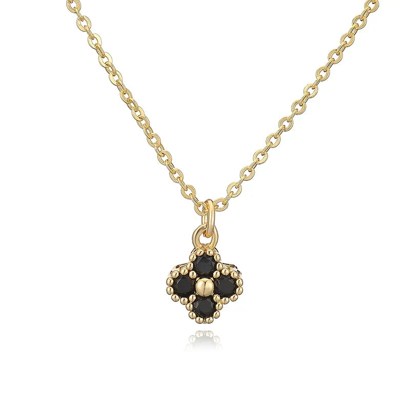 Plated Brass Cubic Zirconia Bijoux Flower‑Shaped Women Necklace Dainty Collarbone Chain Jewelry Gift