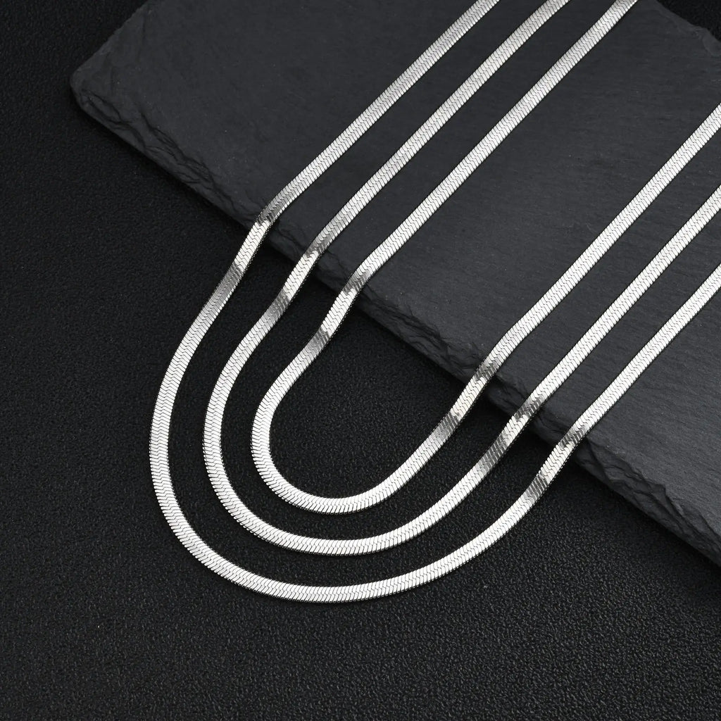 Stainless Steel Snake Chain Necklace 40-60cm Silver