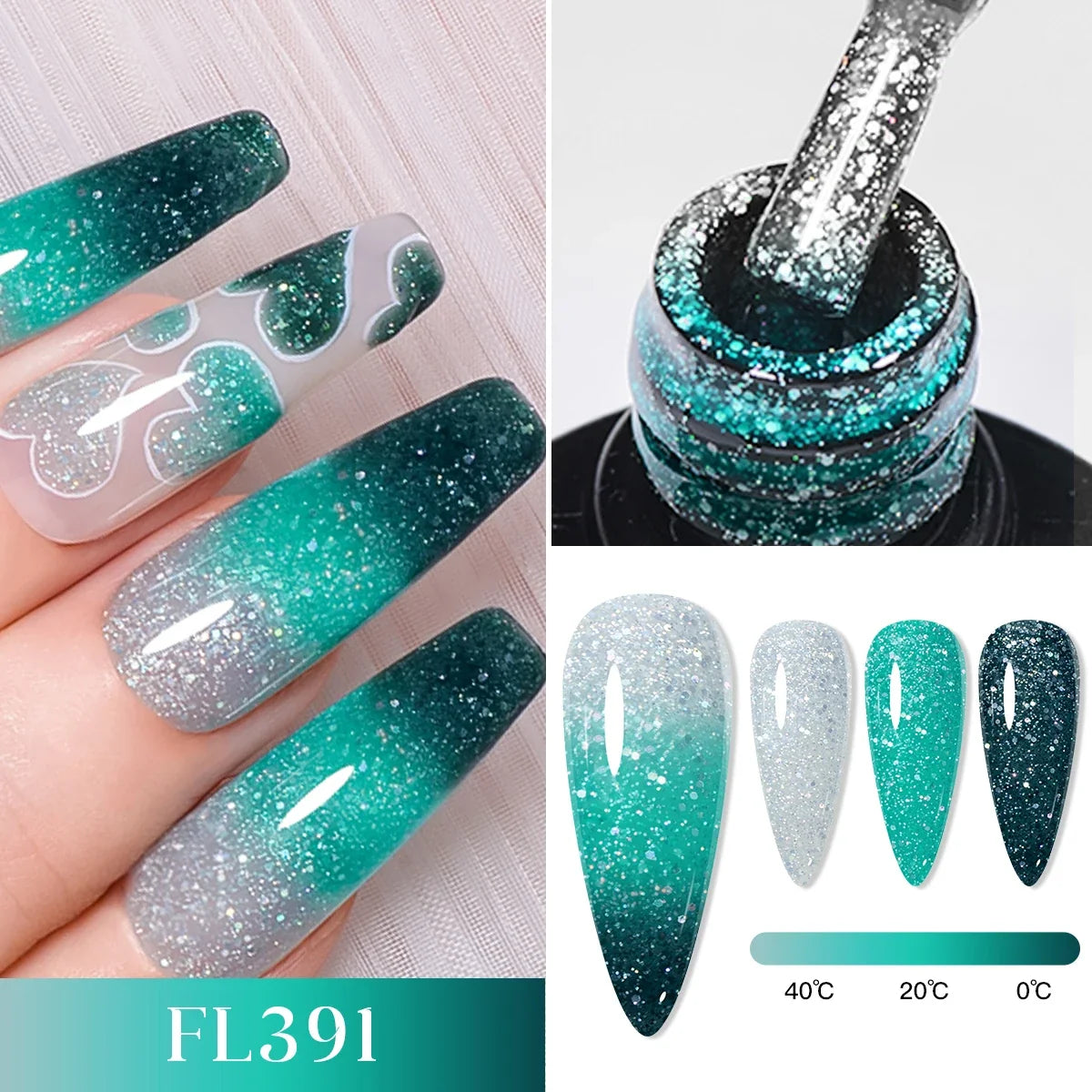 FOUR LILY 7ml Thermal Nail Gel Polish 3 Colors Changing Semi Permanent Soak Off UV/LED Nail Supplies Gel for Manicure Design