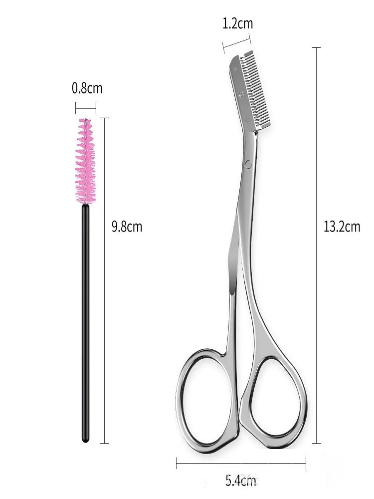 Stainless Steel Eyebrow Scissors With Eyebrow Comb High Quality Makeup Scissors Eyebrow Trimming Knife Hair Remover Shaver Tool