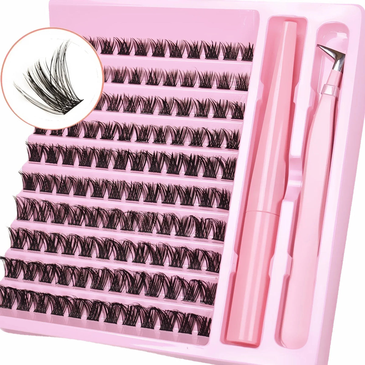 Individual Lash Clusters Kit Wispy Curl False Eyelashes Complete Extension Set