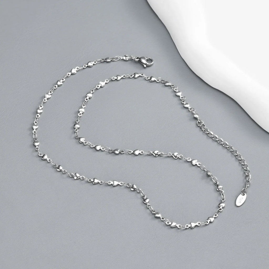 Heart Link Chain Necklace Trendy Stainless Steel Stacked Clavicle Chain Party Daily Jewelry